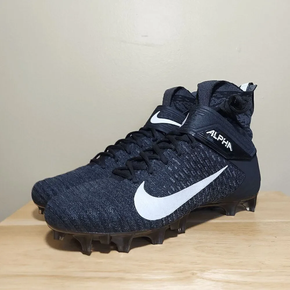 Nike Alpha Menace Elite 2 Flyknit Football Cleats Black White AO3374-001 Men's
